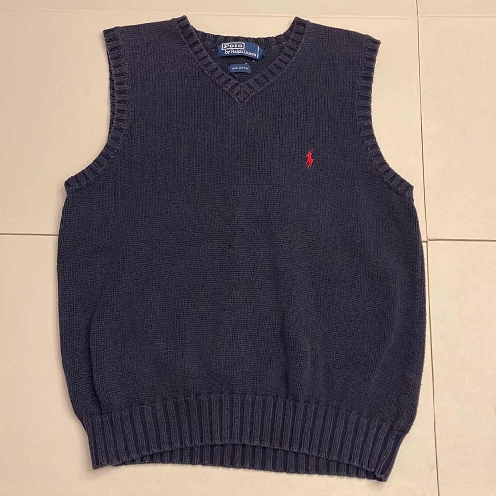 Polo Ralph Lauren v-neck sweater vest.  100% cotton.  Size Small.